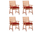 Sunmeub Solid Wood Outdoor Dining Chairs, Set of 4 with Cushions 86322EWOR