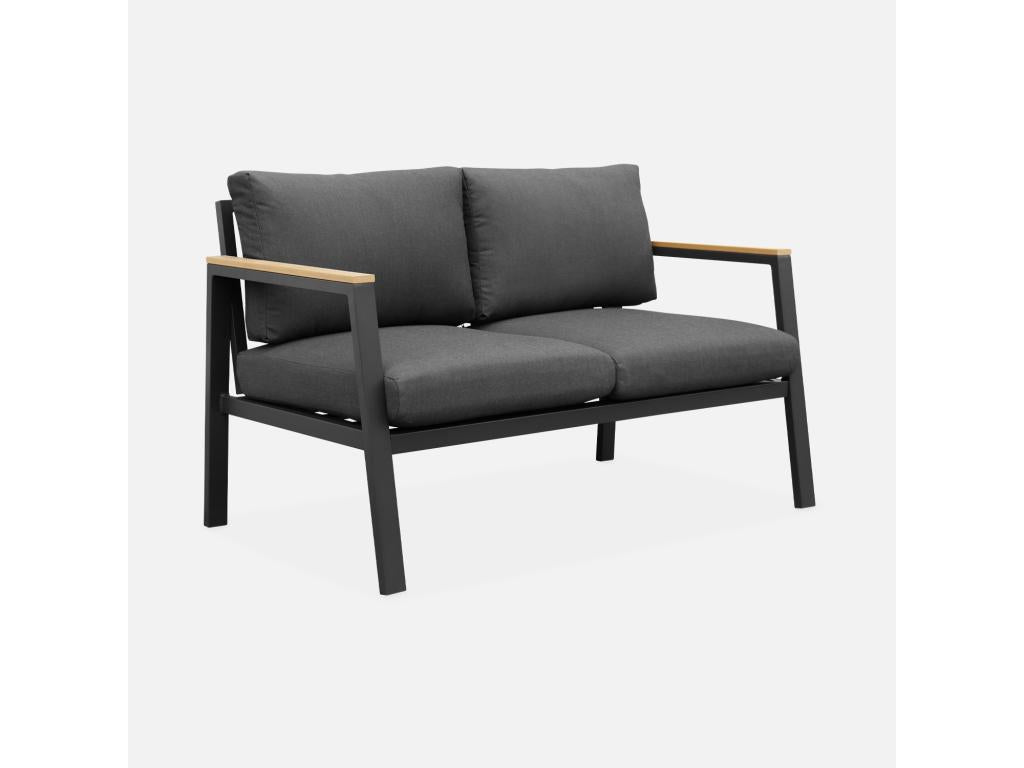 Sunmeub garden furniture set - dark grey - aluminium and polywood, 4-seater - 1 sofa - 2 armchairs - 1 coffee table 22876WVBP