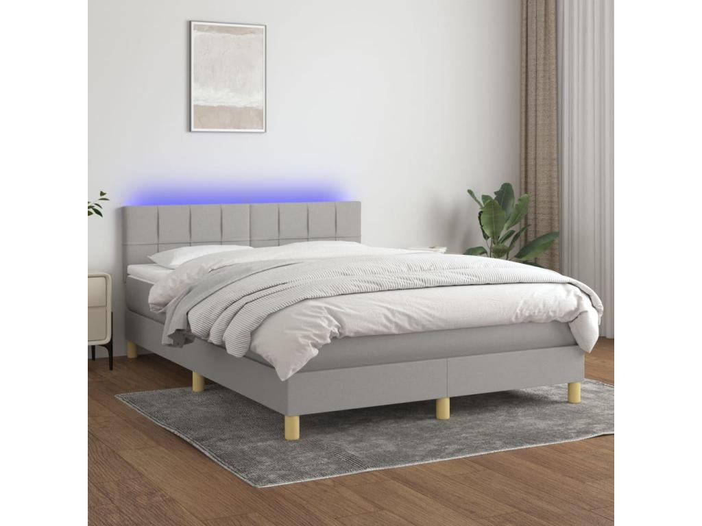 Sunmeub bed base and mattress with LED light grey 140x200 cm 59557UETV