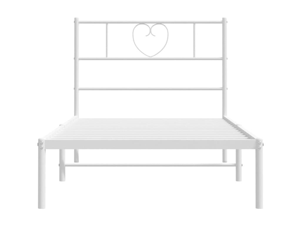 Metal bed frame with white headboard 90x200 45195DBAO