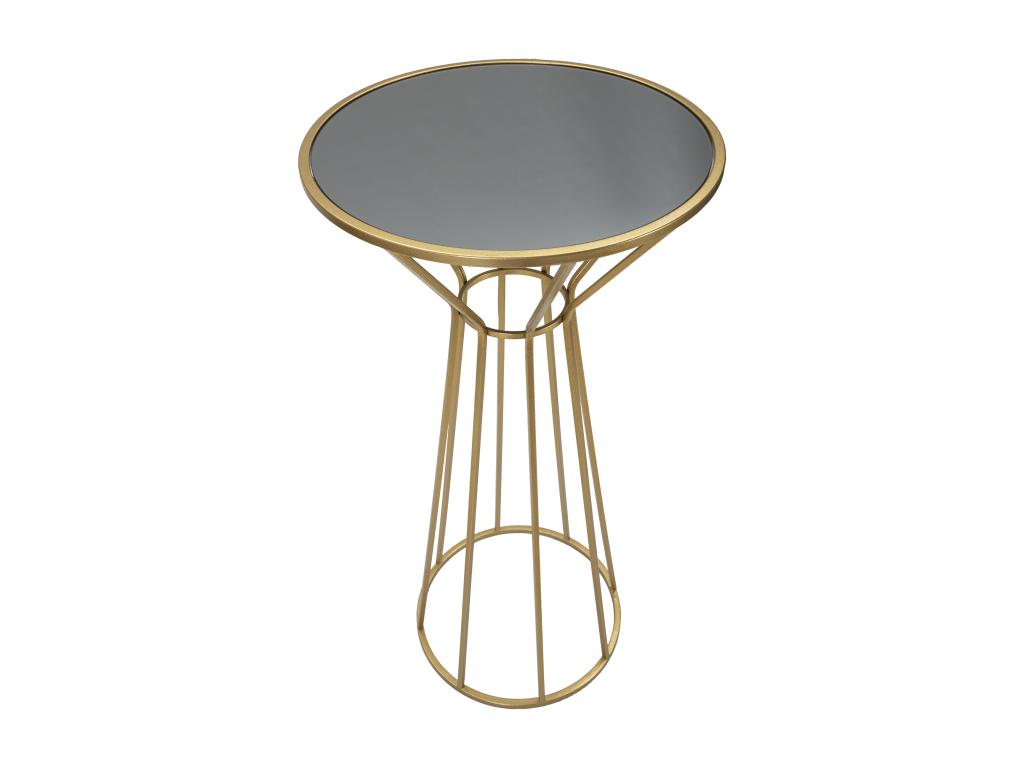 Round gold-tone metal table with mirrored top, 50x100 cm, 71653BWET