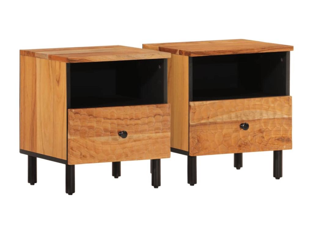 2-piece bedside tables, 40x33x46 cm, Sunmeub solid wood, 86024QXDV