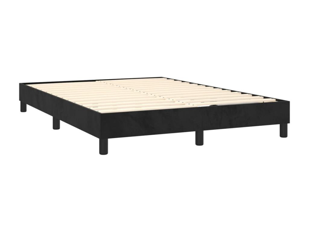 Upholstered bed base with mattress, black, 140x190 cm, velvet, 61441WHKI