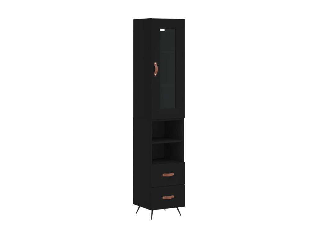 Highboard, Black, 34.5x34x180 cm, Engineered Wood, 35130VLBX