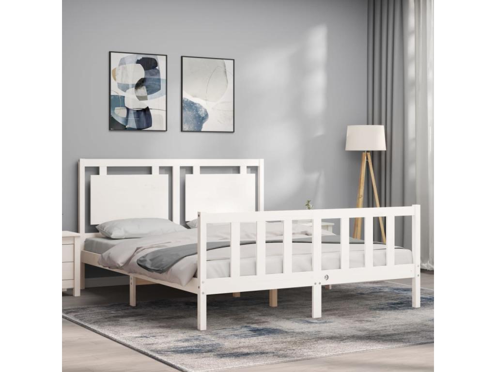Sunmeub solid wood bed frame with white headboard 16444RGWT