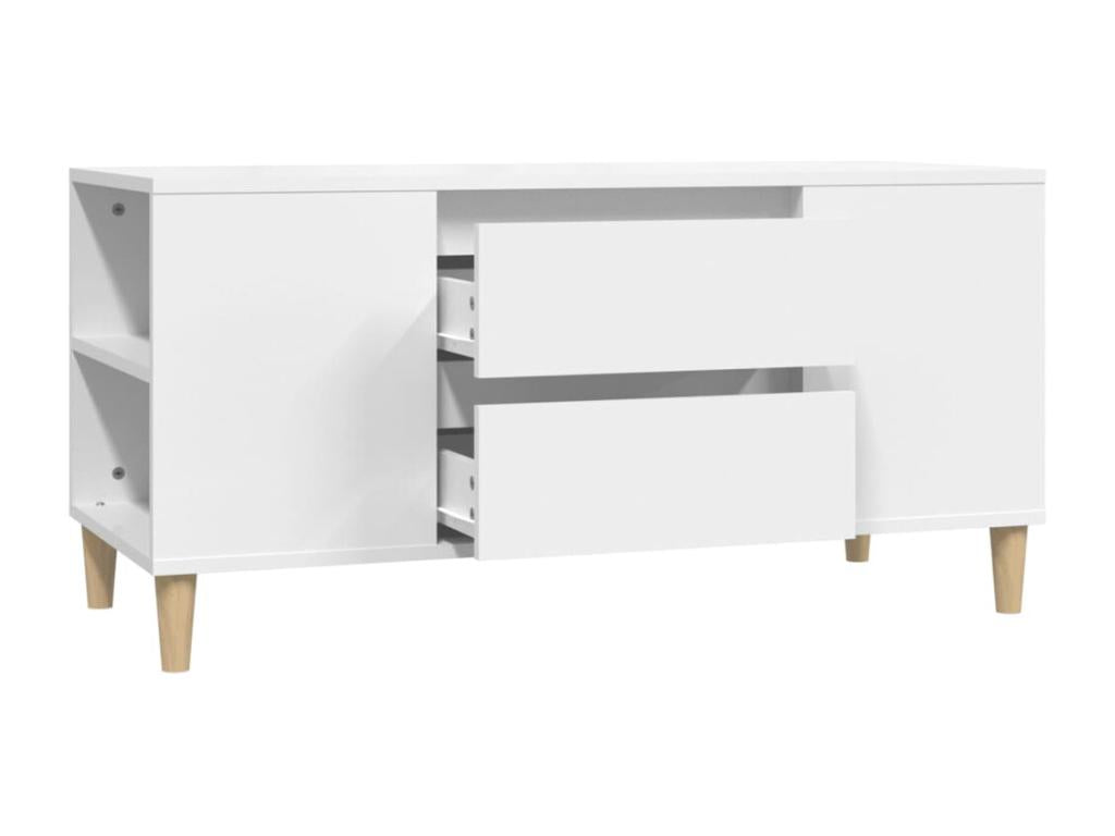 White TV stand 102x44.5x50 cm Engineered wood 11786WAUW