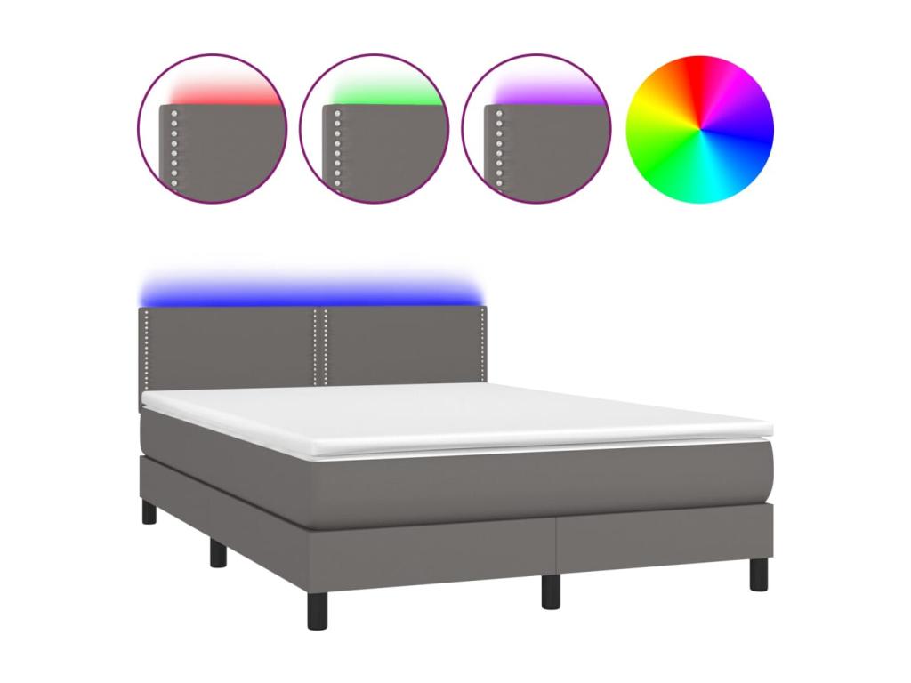 Sunmeub bed base with mattress and LED lighting, grey, 140x190 cm, 03274MYHM