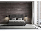 Sunmeub 35982ALXA Double Bed without Slatted Base, Upholstered, 140x190cm, Grey Microfiber