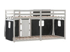 Bunk bed with white/black curtains 75x190 cm solid pine wood 90300WKNT