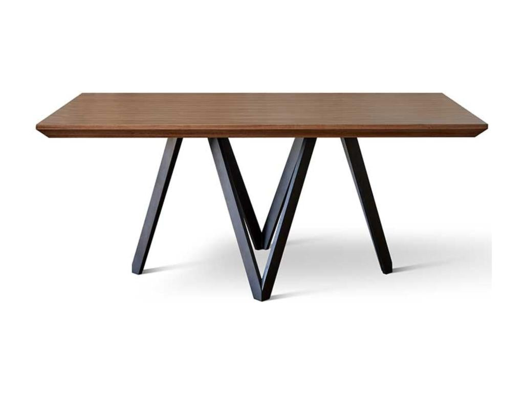 Sunmeub 180cm walnut wood dining table with black metal legs 03370TQZO
