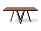Sunmeub 180cm walnut wood dining table with black metal legs 03370TQZO