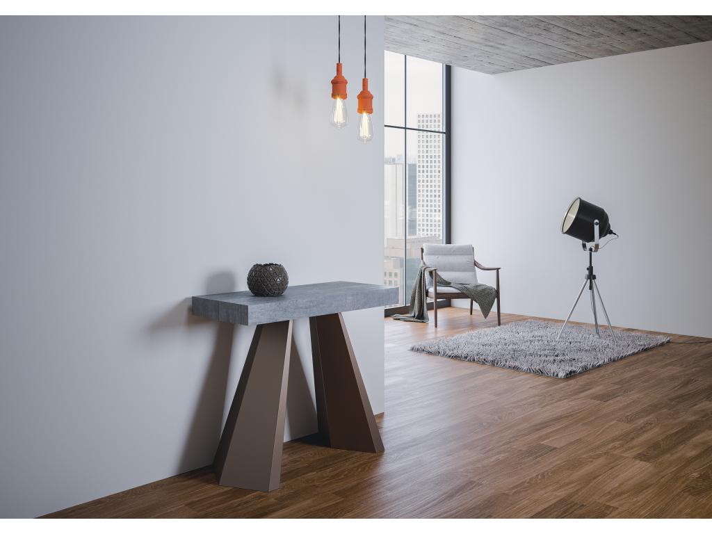Sunmeub Small Extendable Console Table 90x40/196 cm, Concrete Grey, Bear Frame 18135UBMC