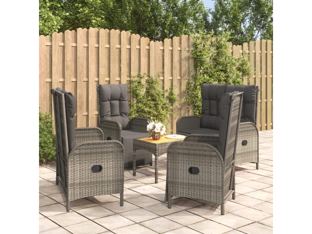 5-Piece Garden Dining Set with Cushions, Grey 79098YAAY