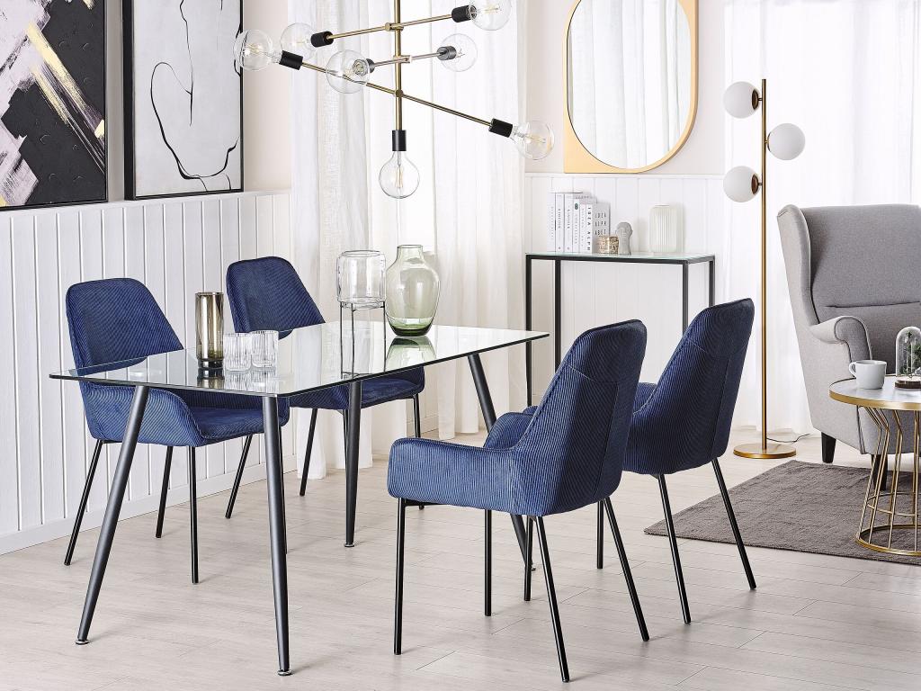 Sunmeub Dining Table, Black, 140 cm x 80 cm, Safety Glass, 36233ZIYD