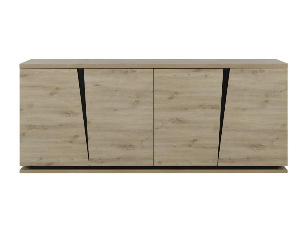 4-Door Buffet, Oak and Black Finish, 221 cm Wide - Crack 15637VBKN