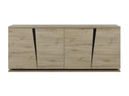 4-Door Buffet, Oak and Black Finish, 221 cm Wide - Crack 15637VBKN