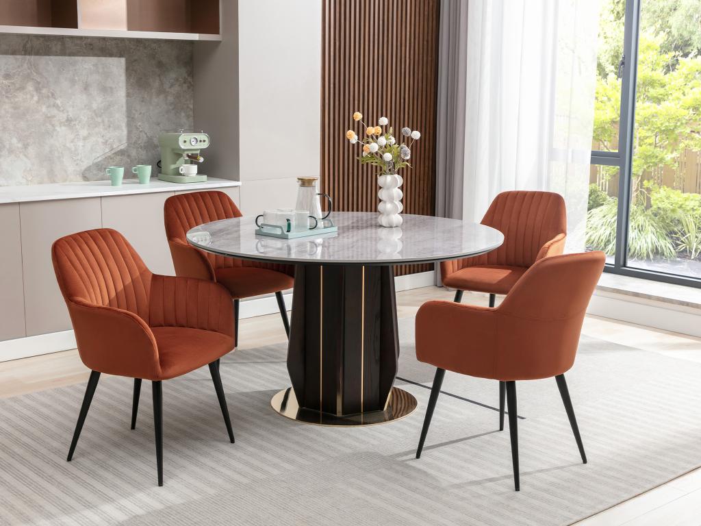 Set of 2 chairs with armrests in velvet and black metal - Sunmeub 76765ADVS