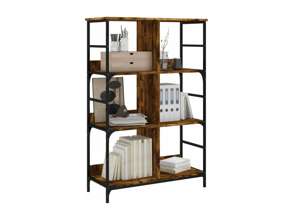 Smoked oak bookcase 78.5x33x117.5 engineered wood 44045HBMQ