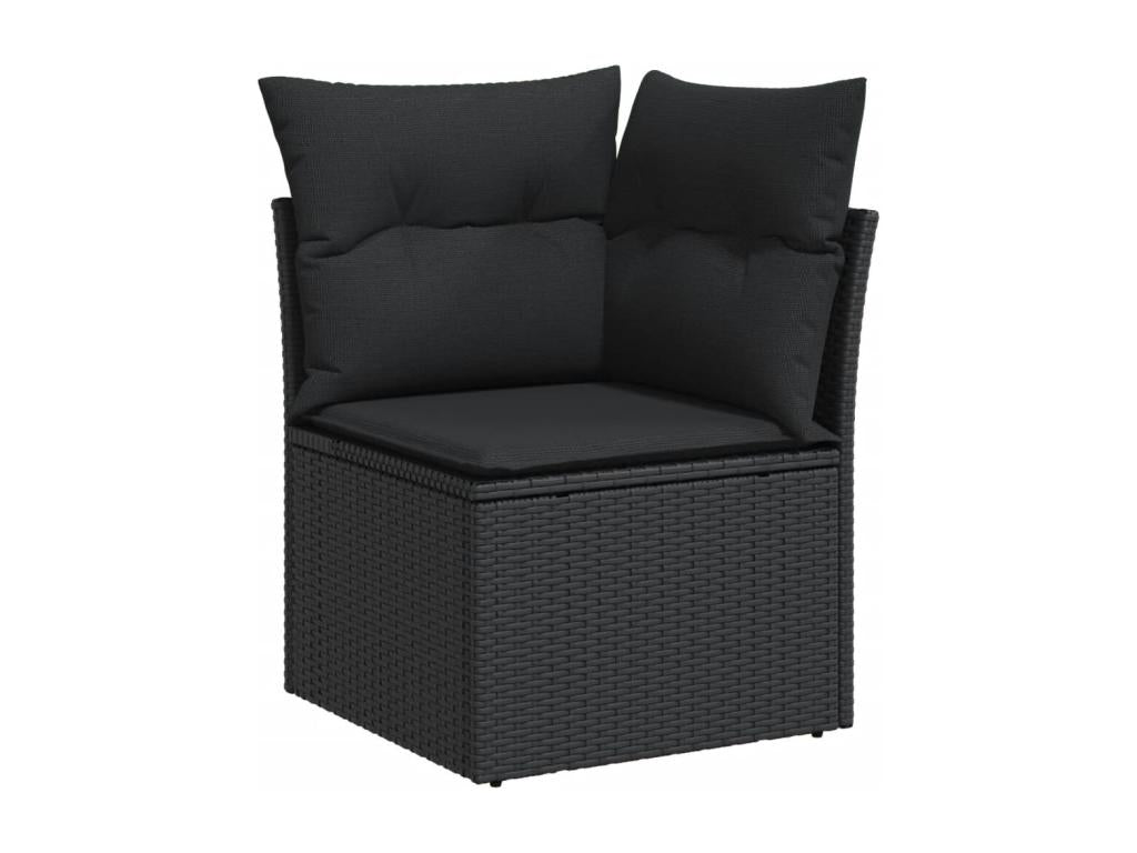 12-piece garden furniture set with cushions, black resin wicker, 42130QFBS
