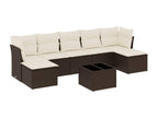 8-piece garden furniture set with brown resin wicker cushions 49508CYFO