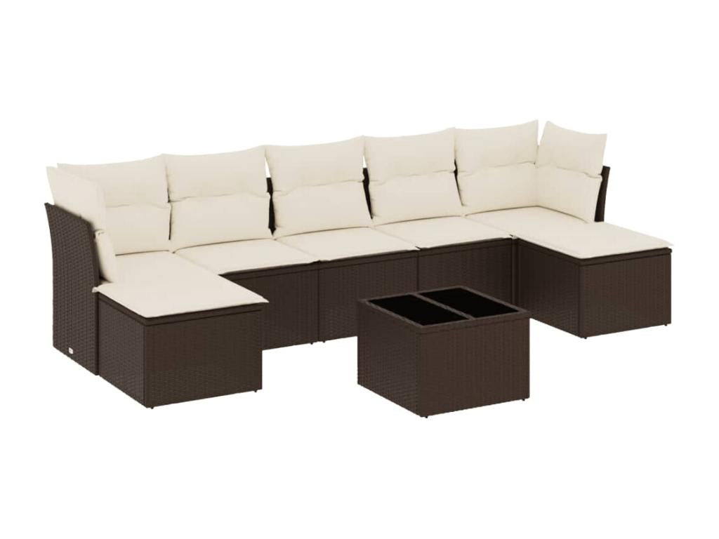 8-piece garden furniture set with brown resin wicker cushions 49508CYFO