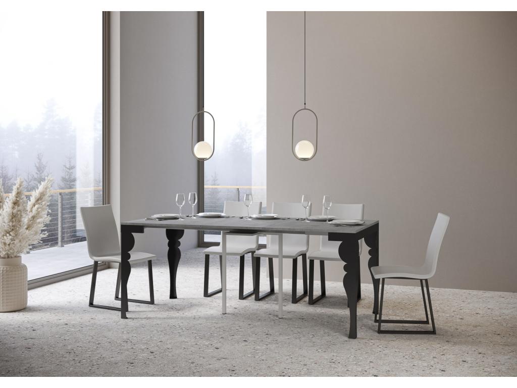 Sunmeub extendable console table 90x40/300 cm, concrete grey, anthracite frame, 75579MPJA