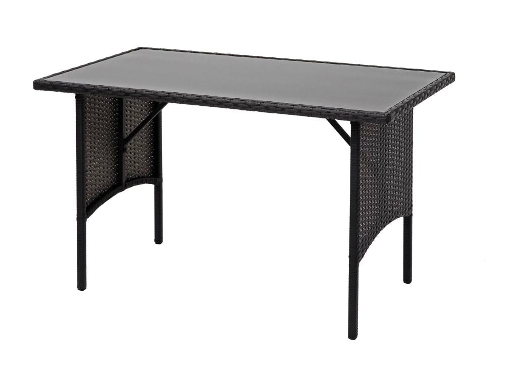 Sunmeub-G16 Poly Rattan Table, Garden Dining Table, 112x60cm - Black 90830RKYR