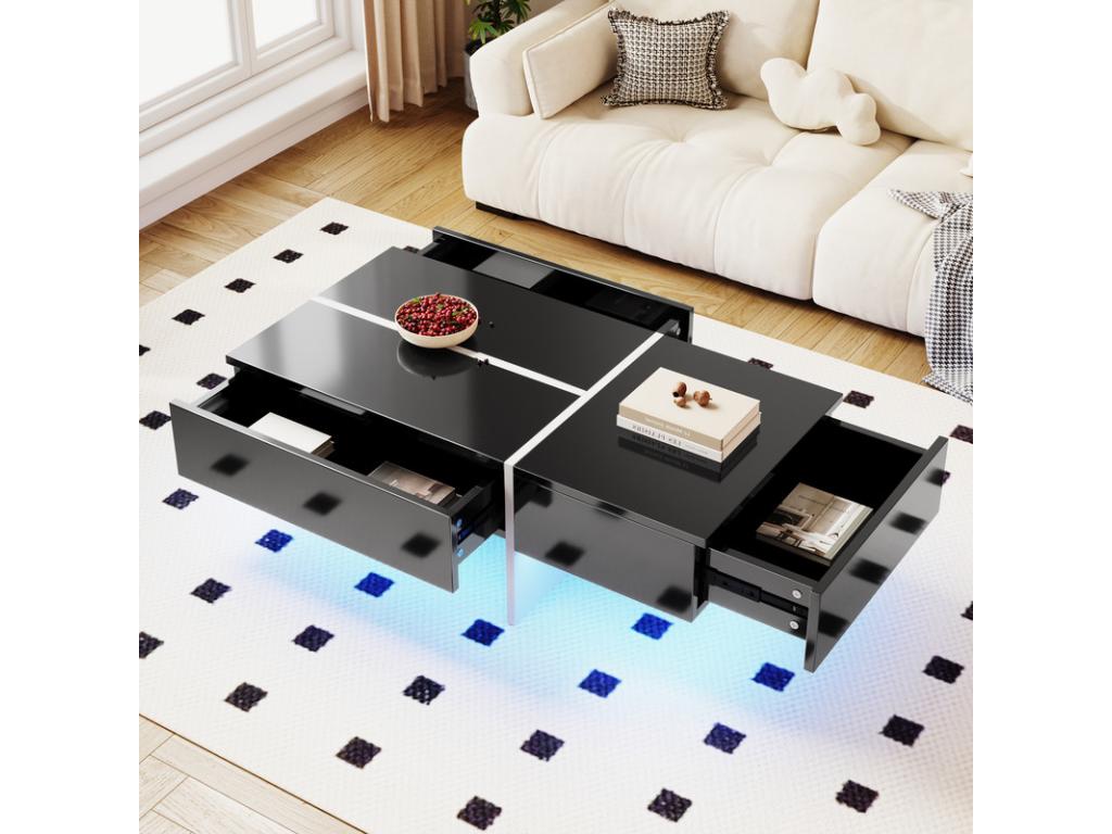 Coffee table - with app-controlled LED lighting system - Black 42073ITQF