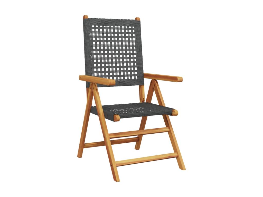 Sunmeub Garden Chairs, Set of 2, Black Solid Wood and Rattan, 16518TKRR