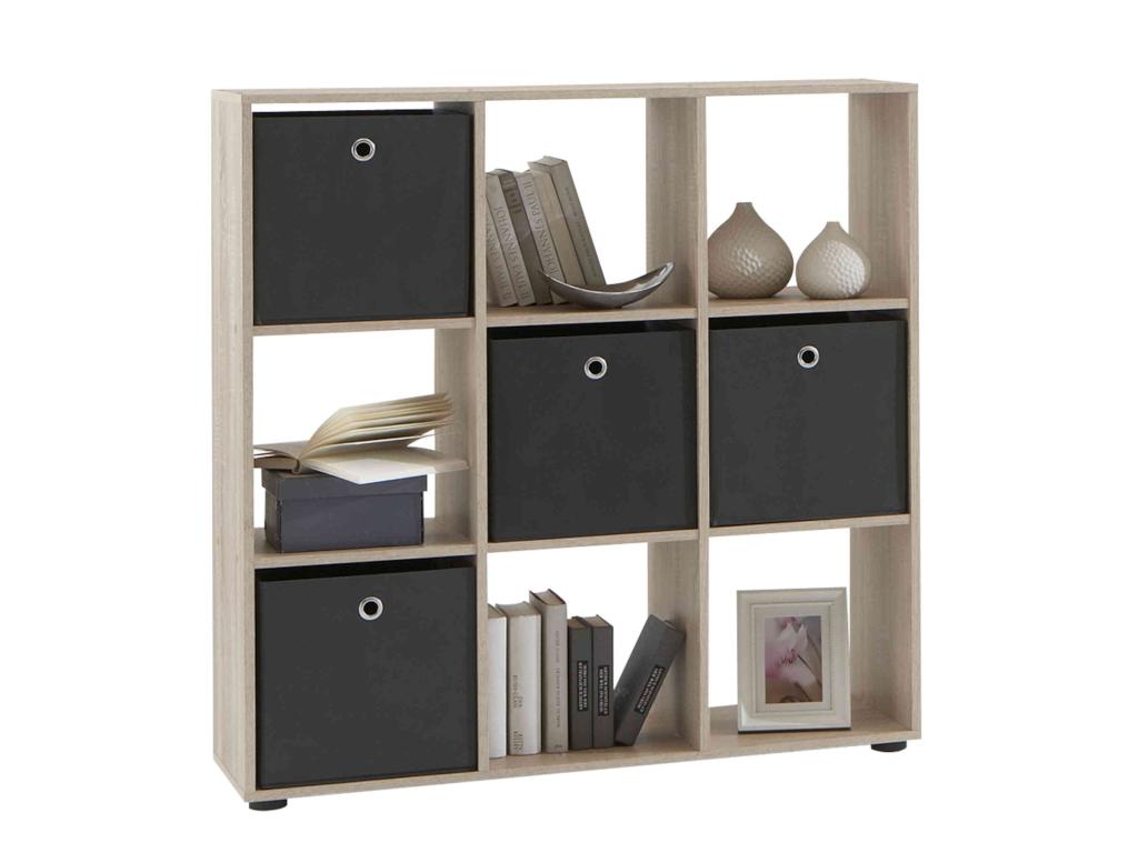 9-compartment oak-effect wooden bookcase - BI13011 27107EKRM