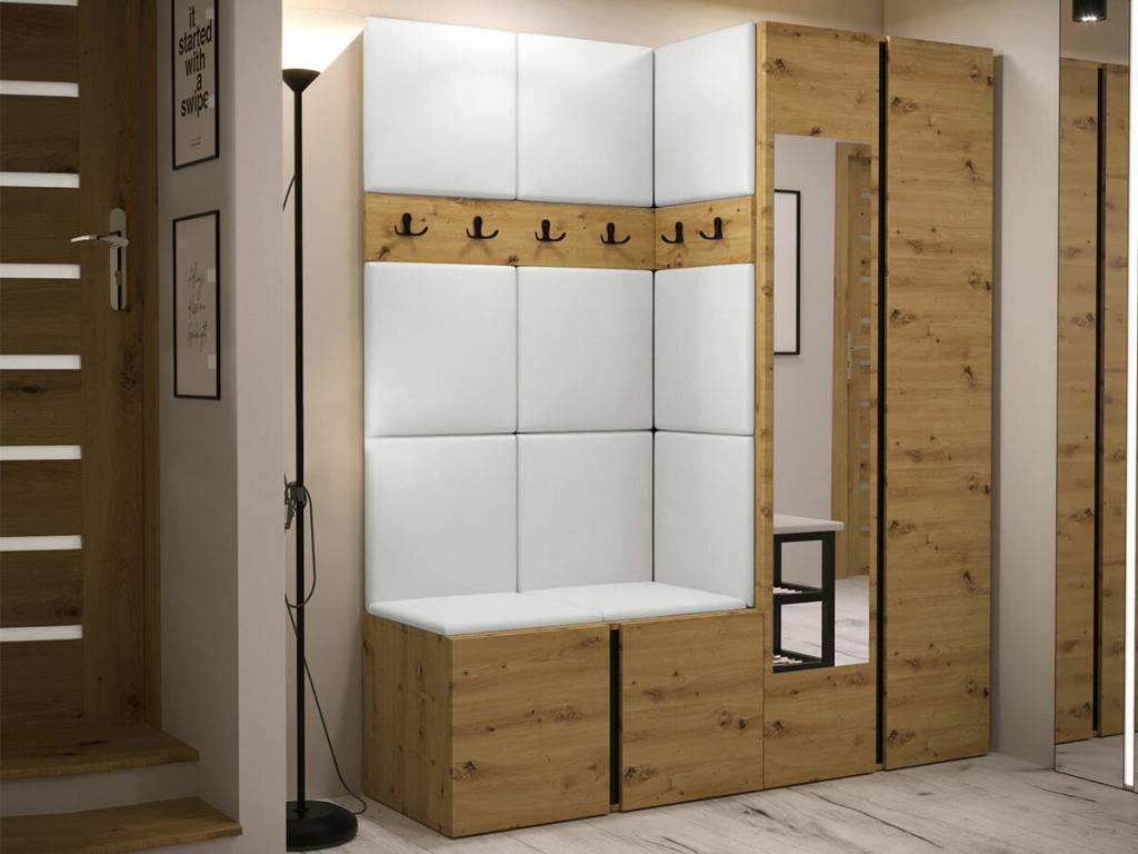 Sunmeub 278 Hallway Unit 186x158x46cm Mirror Oak Sunmeub Faux Leather - Laminate 10233ZIJD
