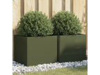 Planters, 2 pcs, olive green, 42x40x39 cm, cold-rolled steel, 41224ELGX