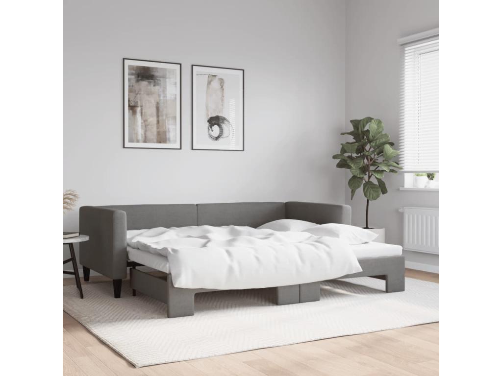 Daybed with pull-out bed, mattress not included, dark grey, 90x190 cm, 65741ISUS