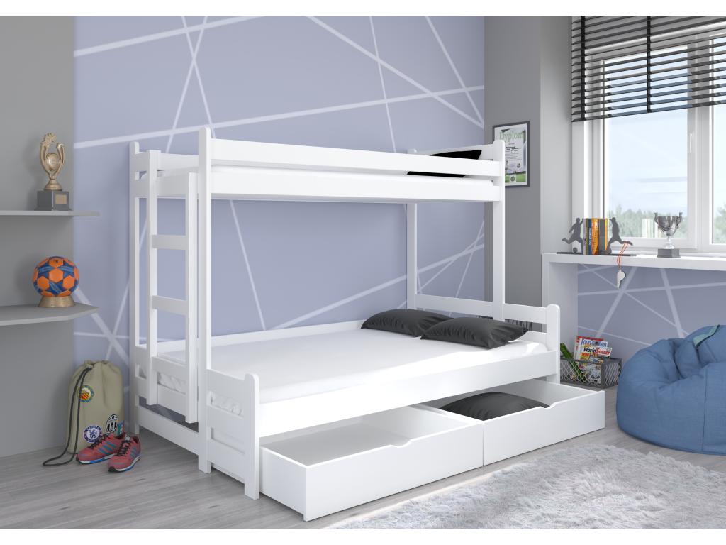 White bunk bed with storage for two sleeping spaces (90x200cm and 120x200cm) Sunmeub 34657YNGI