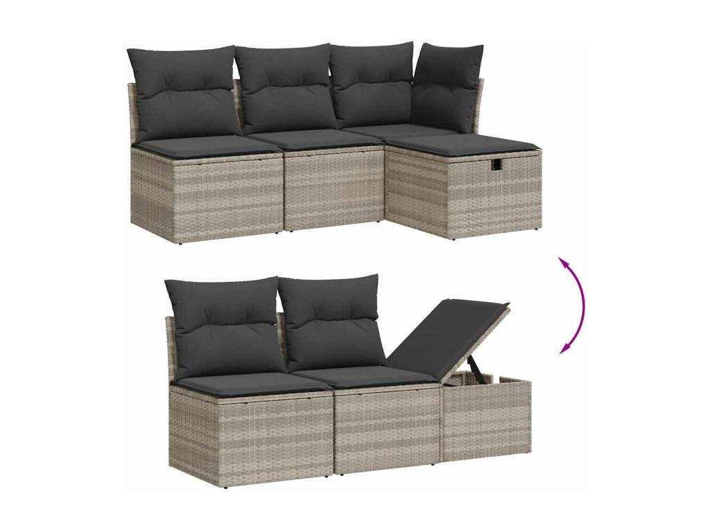 6-piece garden furniture set with light grey cushions, woven resin 59791SFGF