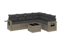 7-piece garden furniture set with cushions, grey wicker resin, 51115OTBL