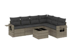 7-piece garden furniture set with cushions, grey wicker resin, 51115OTBL