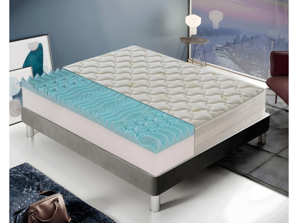 Memory foam mattress - 9 different zones - 25 cm thick - Removable aloe vera cover 70x190 cm 02354VDHT
