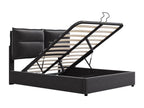 Storage bed with headboard - 140x200 cm - velvet fabric - Sunmeub slatted base - black 44533HWWQ