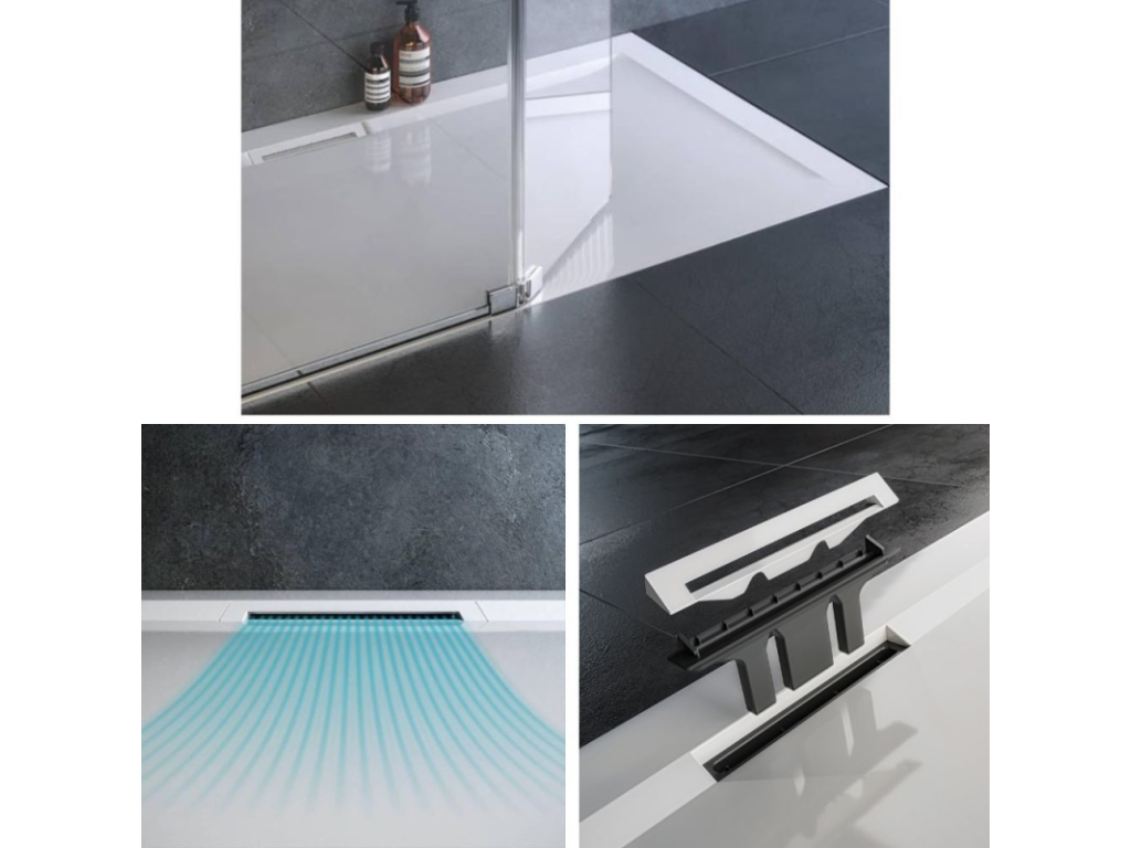 Sunmeub Pure 160x90cm Anti-Slip Shower Tray, White Rectangle, Sunmeub Waterproofing System, WEDI Feet 54945ALPE