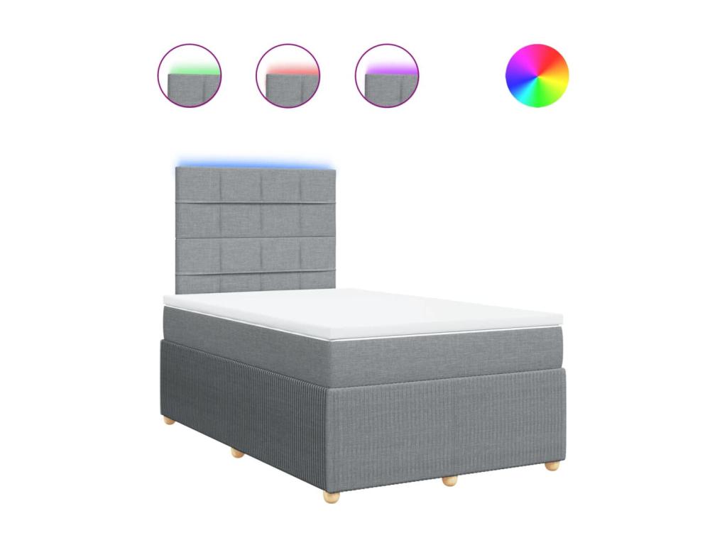 Sunmeub bed base with mattress, light grey, 120x200cm, fabric, 57604TZTI