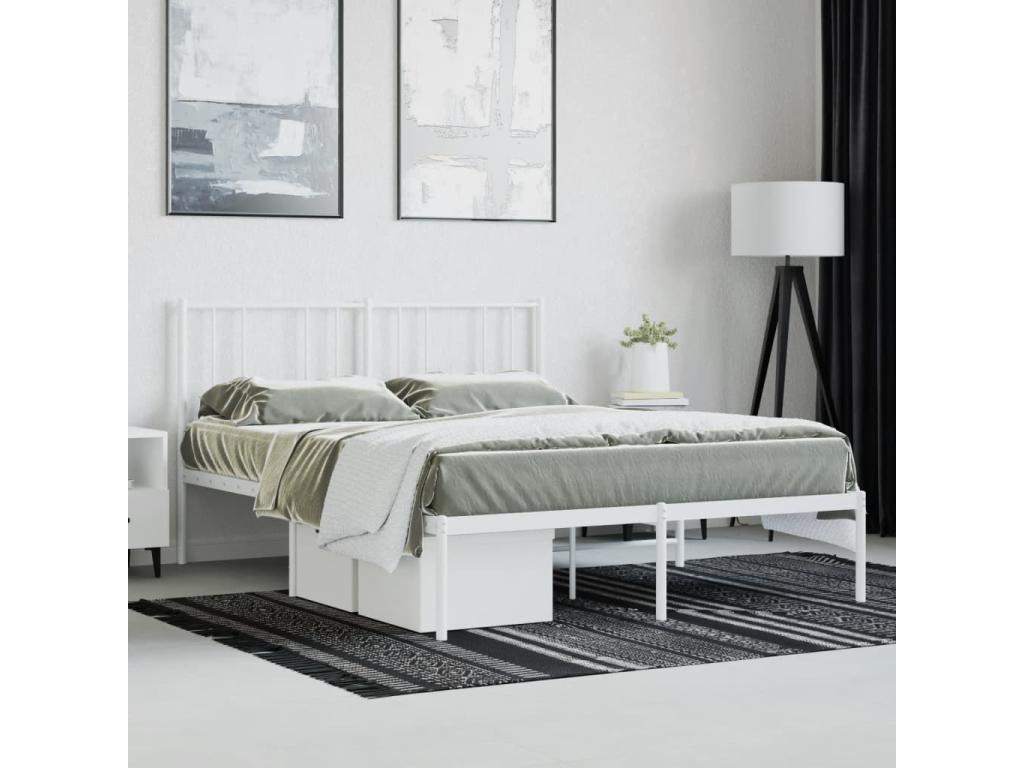 Metal bed frame with white headboard 160x200 29654FHXD