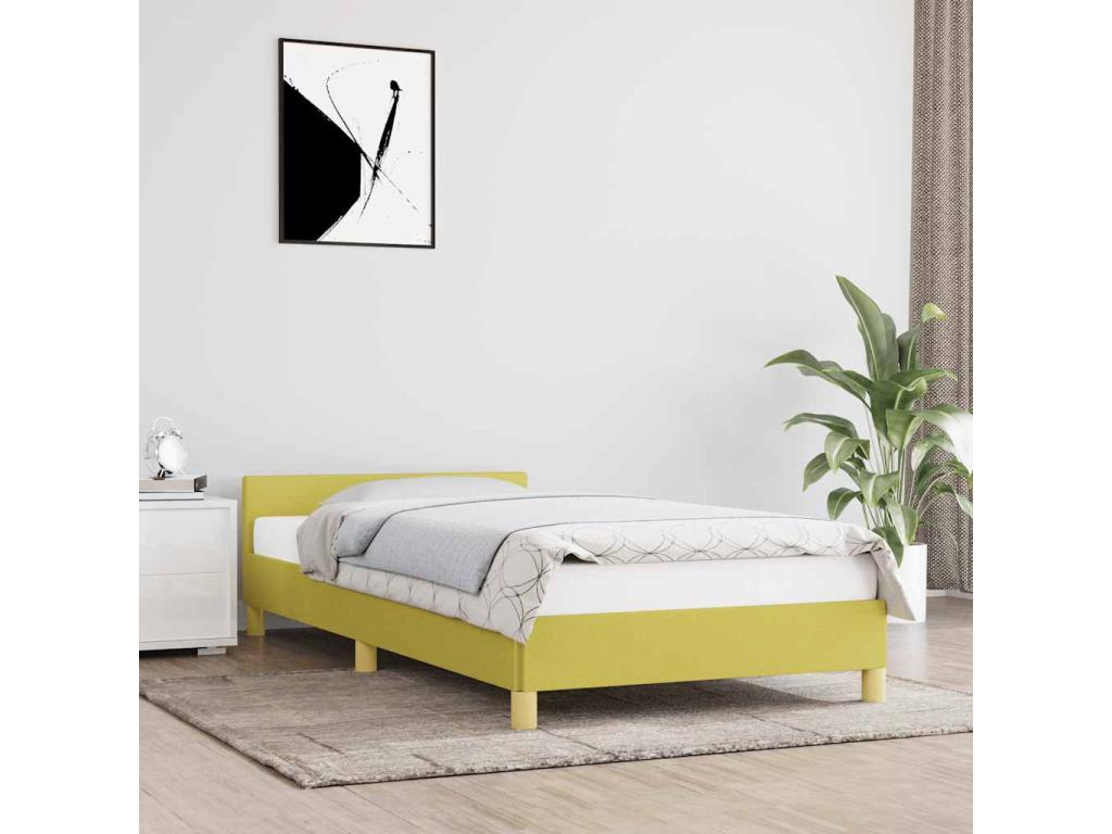 Bed frame with headboard, green, 80x200 cm, fabric, 70194VEXI