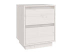 White bedside table 40x35x50 cm Solid pine wood 52920PYYC