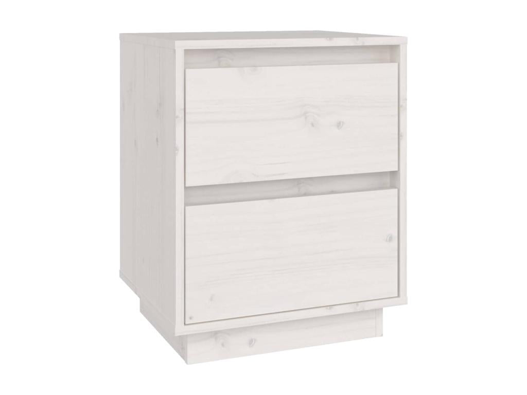 White bedside table 40x35x50 cm Solid pine wood 52920PYYC