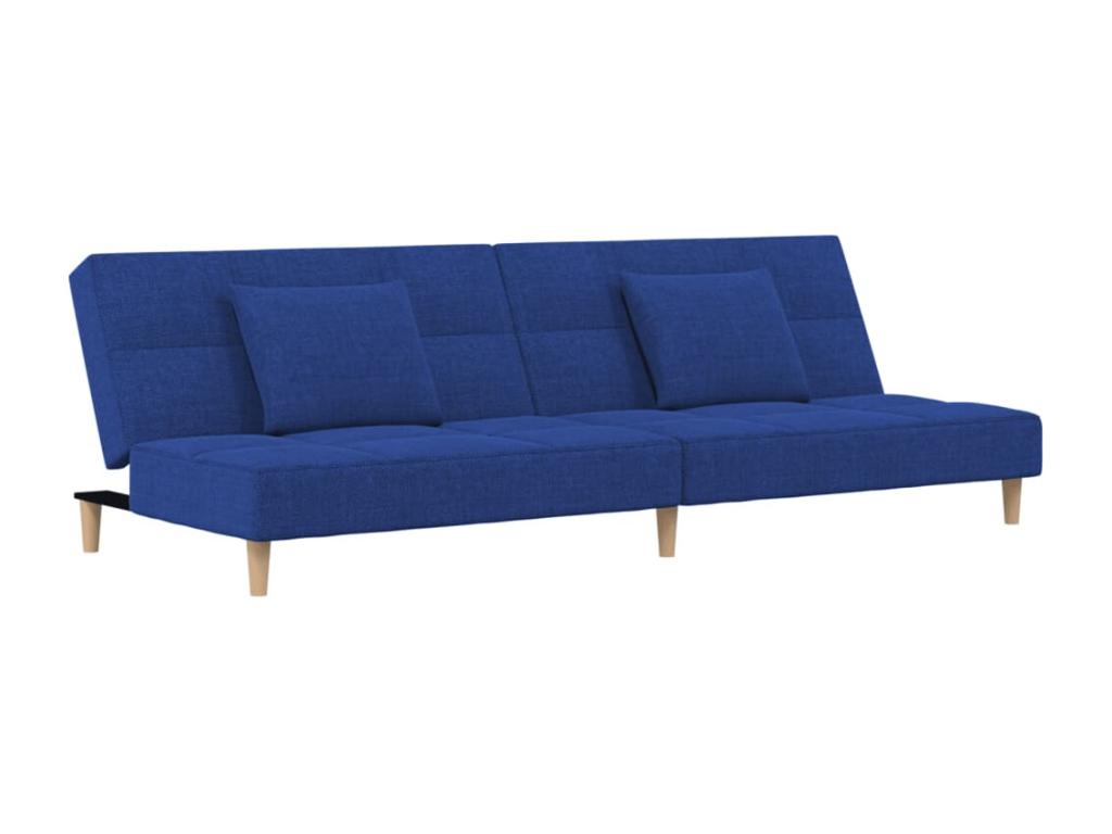 2-seater sofa bed with two pillows, blue fabric, 49143ZWDA