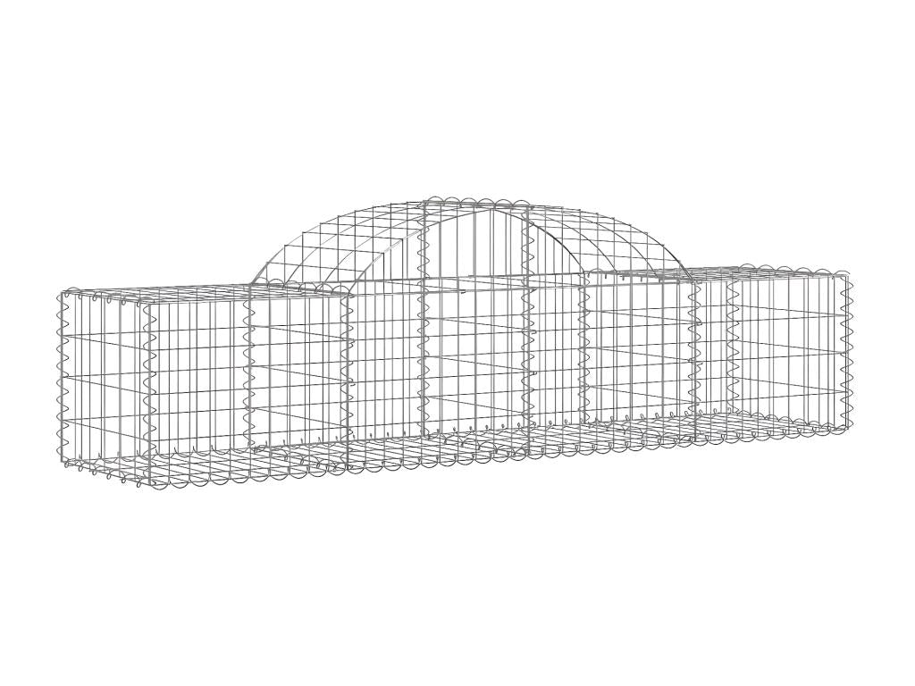 Arched gabion baskets, 4 pieces, 200x50x40/60 cm, galvanized iron, 41759PVFG