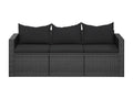 3-seater garden sofa with cushions, black woven resin, 31500VEXN