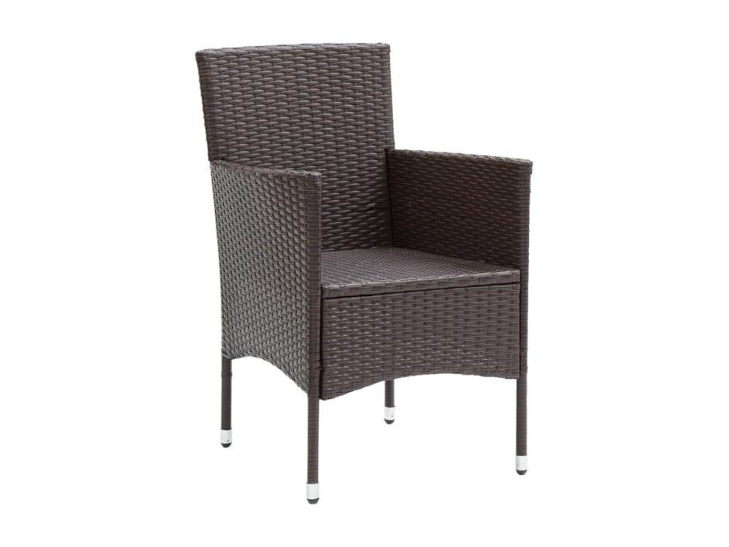 5-piece garden dining set and cushions, poly rattan, brown, 32097ZYMG