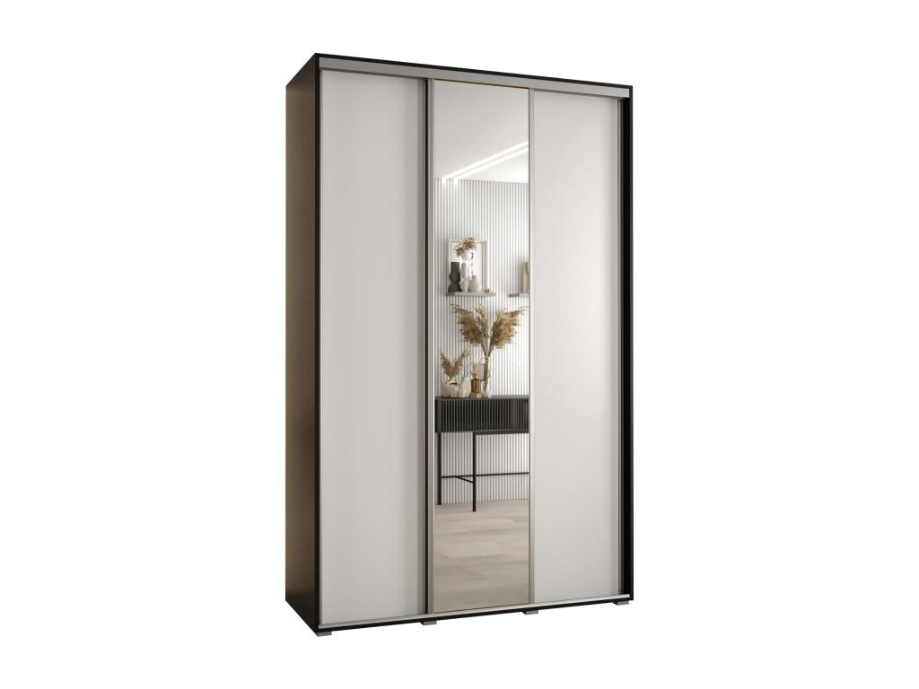 Sunmeub 3-Door Sliding Wardrobe 235.2/160/60 cm, Black/White/Silver, 22842NFVY